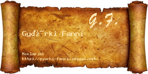 Gyürki Fanni névjegykártya